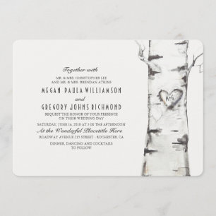 Birch Tree Rustic Wedding Einladung
