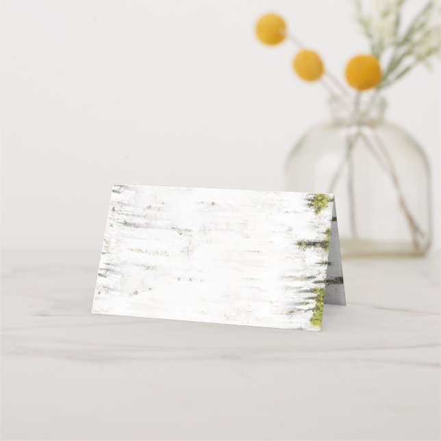 Birch Tree Rustic Wedding Platzkarte (Vorderseite)
