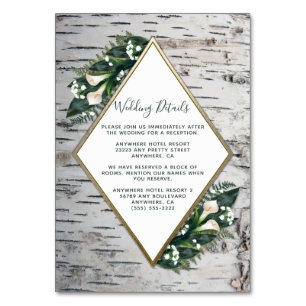 Birch Tree Rustic Woodland Hochzeitkarten Tischnummer