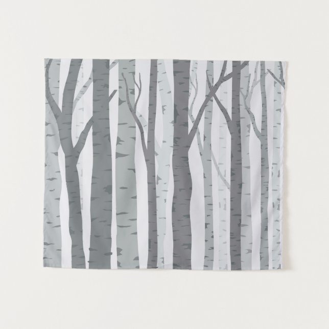Birch Tree Tapestry Wandteppich (Vorderseite (Horizontal))
