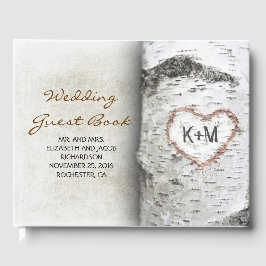 Birch Tree und Herz Rustikale Hochzeit Gästebuch
