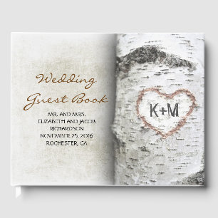 Birch Tree und Herz Rustikale Hochzeit Gästebuch