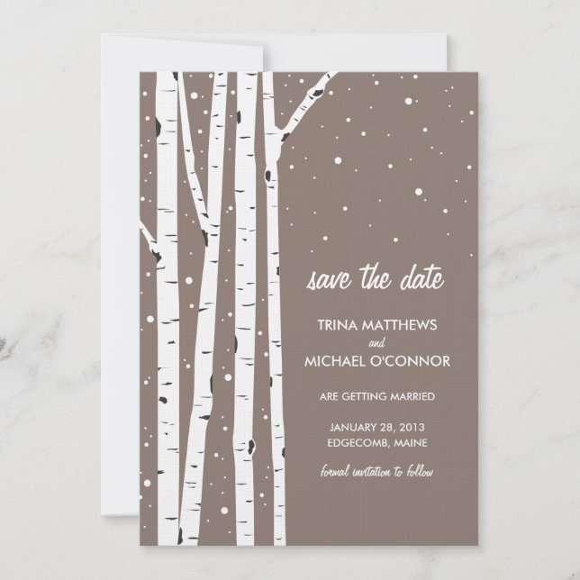 Birch Tree und Schnee Save the Date (Vorderseite)