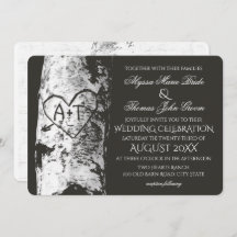 Birch Tree Wedding mit Carved Heart Inititials