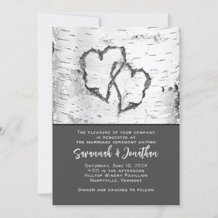 Birch Tree Wedding Two Hearts Einladung