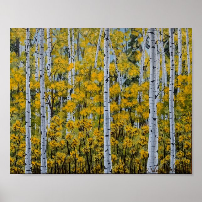 Birch Trees | Aspen Forest | Herbstlaub Poster (Vorne)