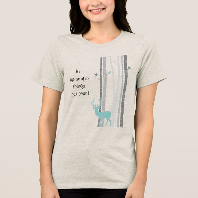 Birch Trees Deer Inspirational Zitat Tri-Blend Shirt (Vorderseite)