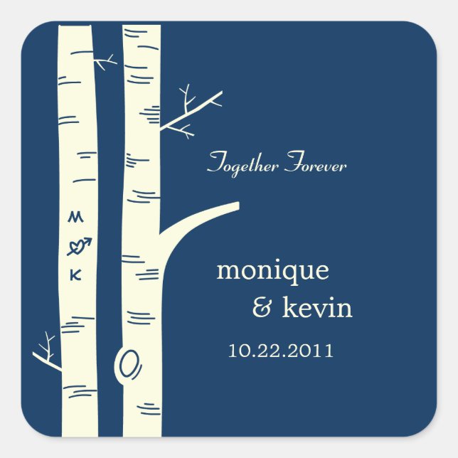 Birch Trees favorit Stickers/ Umschlag Aufklebers  Quadratischer Aufkleber (Vorderseite)