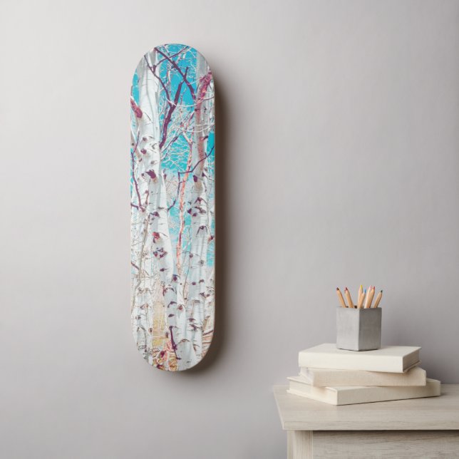 Birch Trees Forest Rustikale Wildnis im Freien Skateboard (Wandkunst)