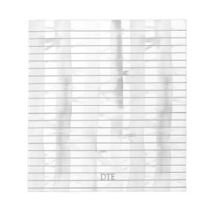 Birch Trees Grey Lined Monogram Personalisiert Notizblock
