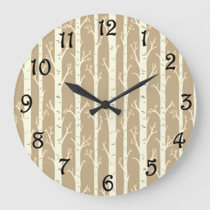 Birch Trees Große Wanduhr