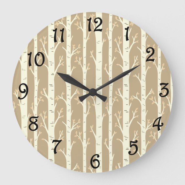Birch Trees Große Wanduhr (Vorderseite)
