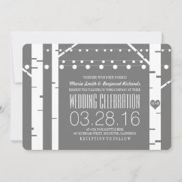 Birch Trees Heart & String Lights Wedites Einladung