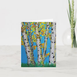 Birch Trees in Autumn Note Cards - Portrait View Karte