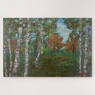 Birch Trees in einem Wald (von Kimon Loghi) Puzzle