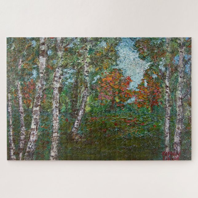 Birch Trees in einem Wald (von Kimon Loghi) Puzzle (Horizontal)