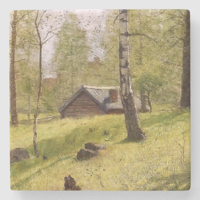 Birch Trees in the Swedish Countryside (Jansson) Steinuntersetzer (Vorderseite)