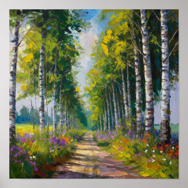 Birch Trees Lane Poster (Vorne)