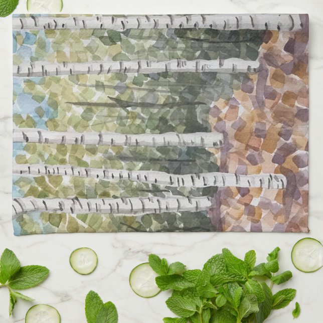 Birch Trees Teetuch /Küchentuch Geschirrtuch (Gefaltet)