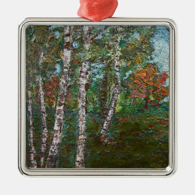 Birch Trees (von Kimon Loghi) Ornament Aus Metall (Vorne)