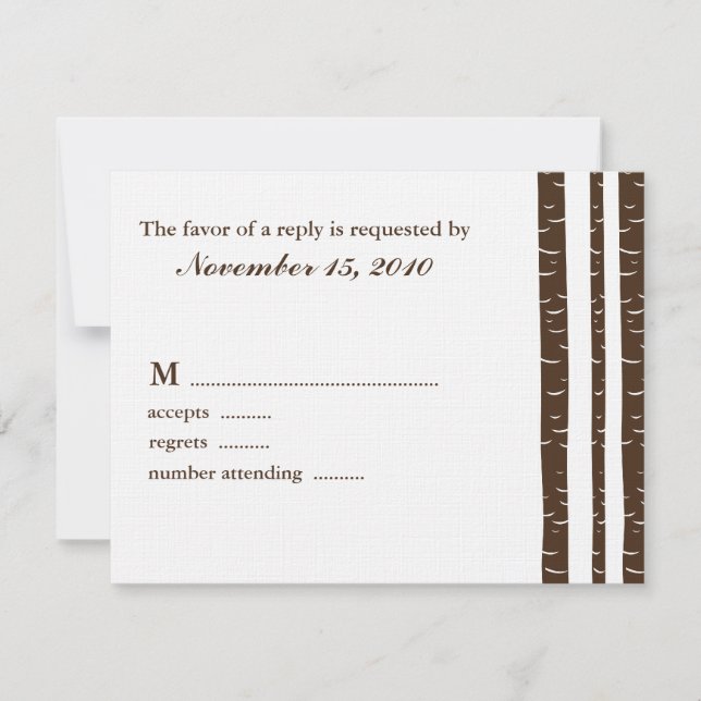 Birch Trees Wedding Response Cards RSVP Karte (Vorderseite)