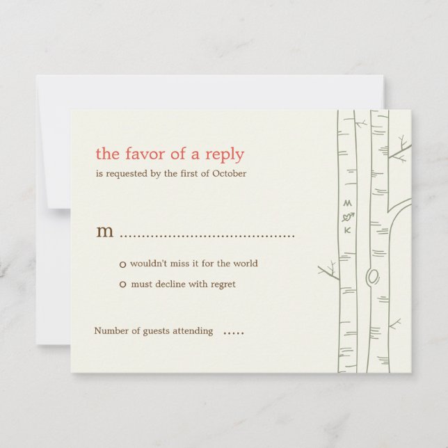 Birch Trees Wedding RSVP Card - Benutzerdefiniert Karte (Vorderseite)