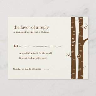 Birch Trees Wedding RSVP Card - Mandeln Karte