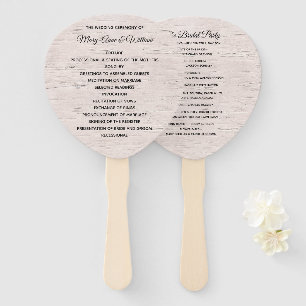 Birch Wood Bark Print Wedding Program Fan Fächer