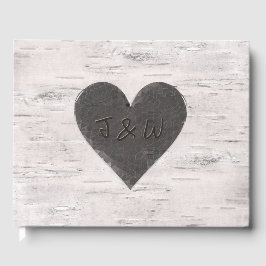 Birch Wood Look Wedding Gästebuch