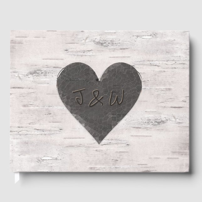 Birch Wood Look Wedding Gästebuch (Vorderseite)