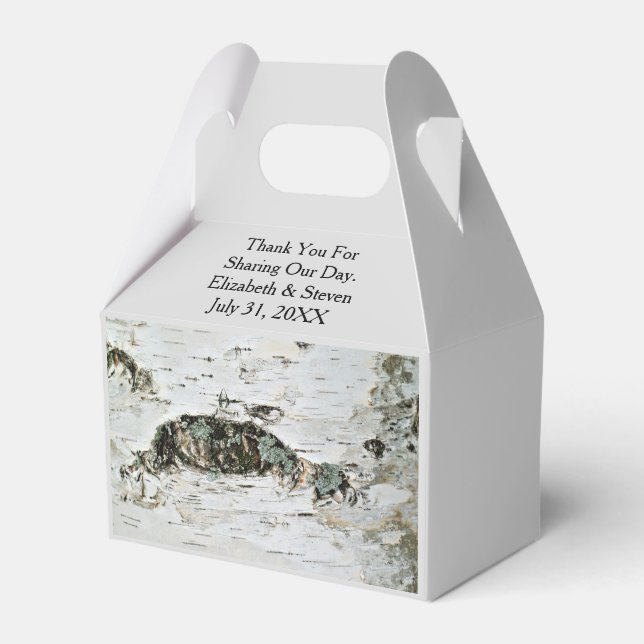 Birch Wood Nature Wedding Favor Boxes Geschenkschachtel (Vorderseite)