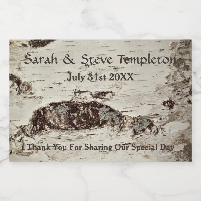 Birch Wood Wedding Mason Jar Labels Lebensmitteletikett (Einzelnes Label)