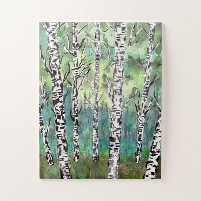 Birch Woods Watercolor Puzzle (Vertikal)