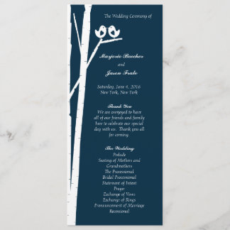 Birchtree Birds Wedding Program Blue Programm