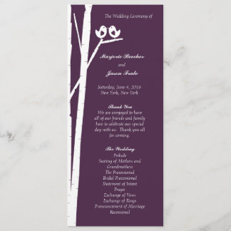 Birchtree Birds Wedding Program Lila Programm
