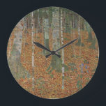 Birchwald von Gustav Klimt, Vintager Jugendstil Große Wanduhr<br><div class="desc">Der Birchwald (um 1903) von Gustav Klimt ist ein Vintages Viktorianisches Kunstlandschaftsbild der Ära, das eine Naturlandschaft beherbergt. Ein Wald mit Birken und Blätter in der Herbstsaison mit braunen Blätter verstreut auf dem Boden. Über den Künstler: Gustav Klimt (1862-1918) war ein österreichischer Symbolik-Maler und einer der prominentesten Mitglieder der Wiener...</div>