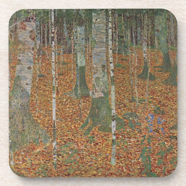 Birchwald von Gustav Klimt, Vintager Jugendstil Untersetzer (Vorderseite)