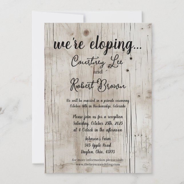 Birchwood Elopement Annoucement Einladung (Vorderseite)