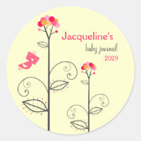 Bird and Pink Dots Bloom Tree Baby Buchzeichen get
