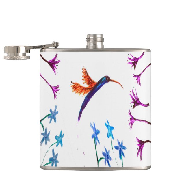 Bird Art Floral Hummingbird Flachmann (Geöffnet)