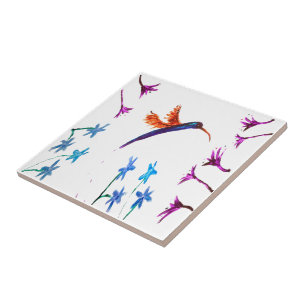 Bird Art Floral Hummingbird Fliese