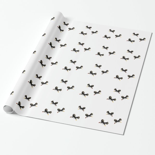 Bird Art Flying Puffins Geschenkpapier (Ungerollt)