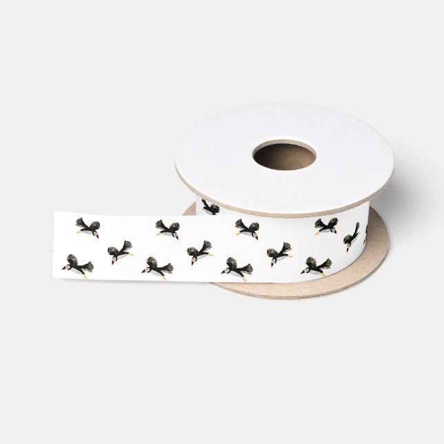 Bird Art Flying Puffins Satinband (Spule)