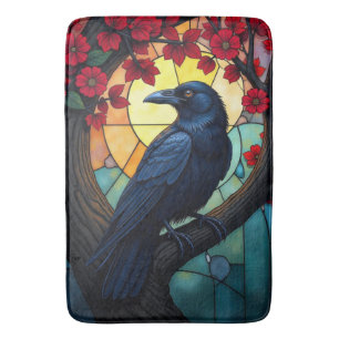 BIrd Art gestanzte Glass Crows, Ravens Badematte