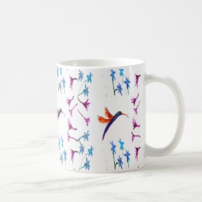 Bird Art Hummingbird Blume Kaffeetasse (Rechts)