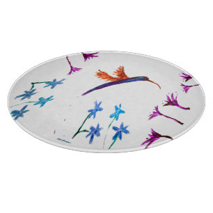 Bird Art Hummingbird Blume Schneidebrett