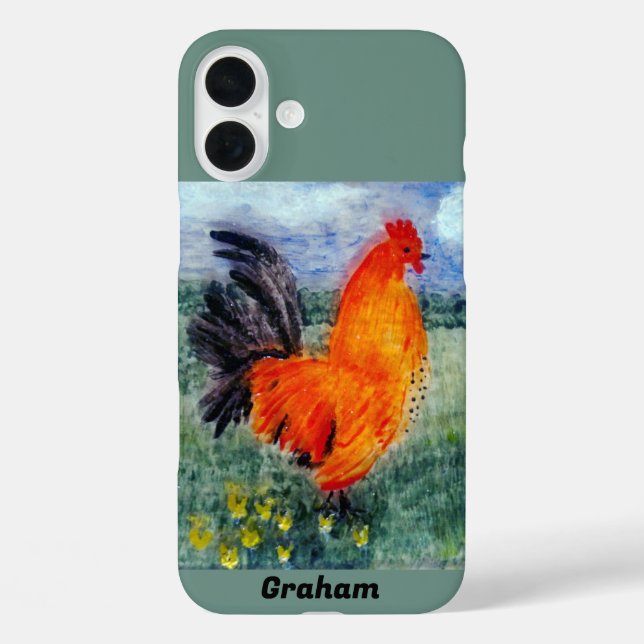 Bird Art Rooster Hähnchen Personalisiert Case-Mate iPhone Hülle (Rückseite)