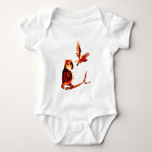 Bird Art Tawny Owls Baby Strampler