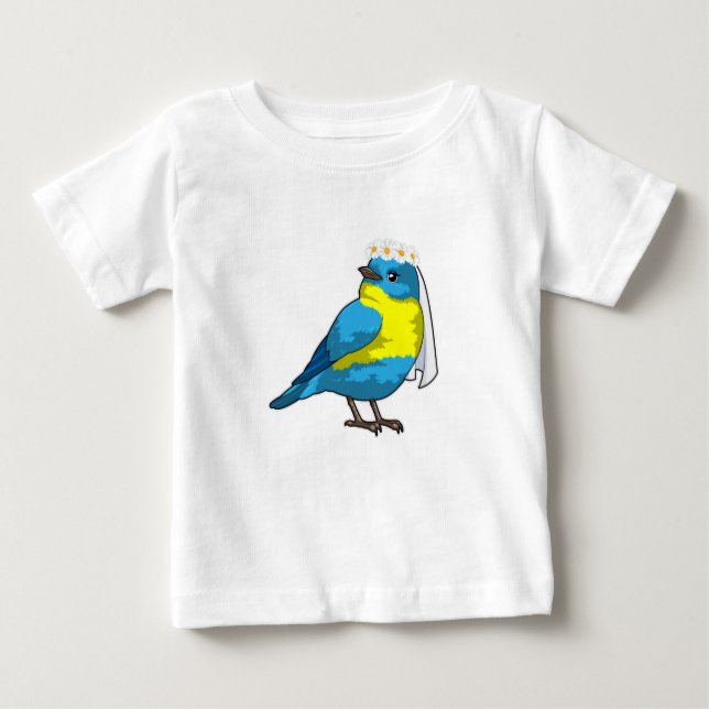 Bird as Bride with Wreath of Blume Baby T-shirt (Vorderseite)
