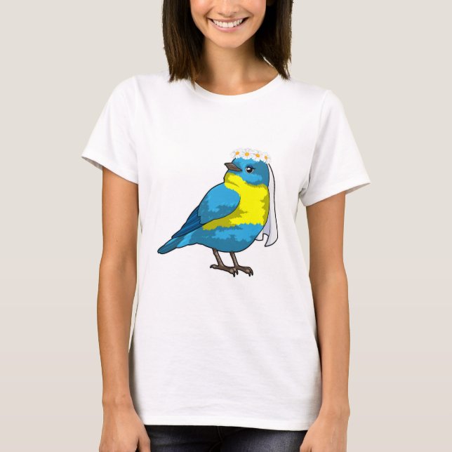 Bird as Bride with Wreath of Blume T-Shirt (Vorderseite)